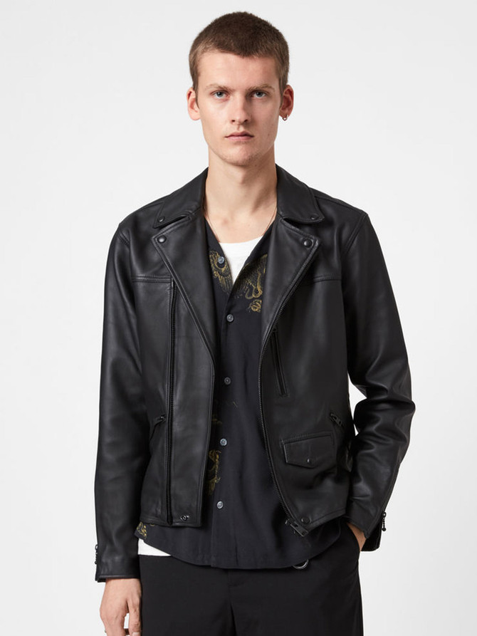 Men's Black Real Leather Biker Jacket