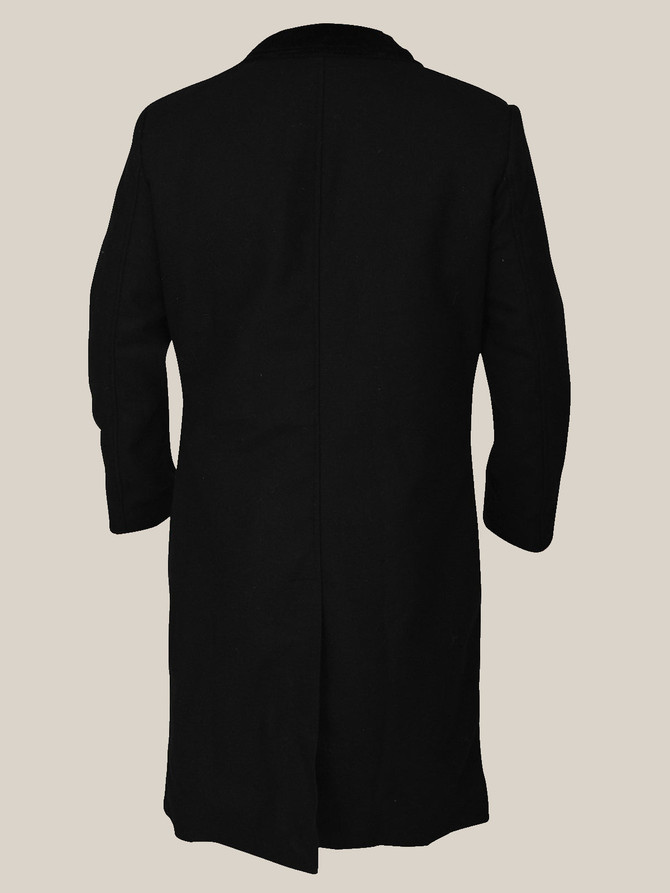 Men's Sophisticated Black Wool Trench Coat