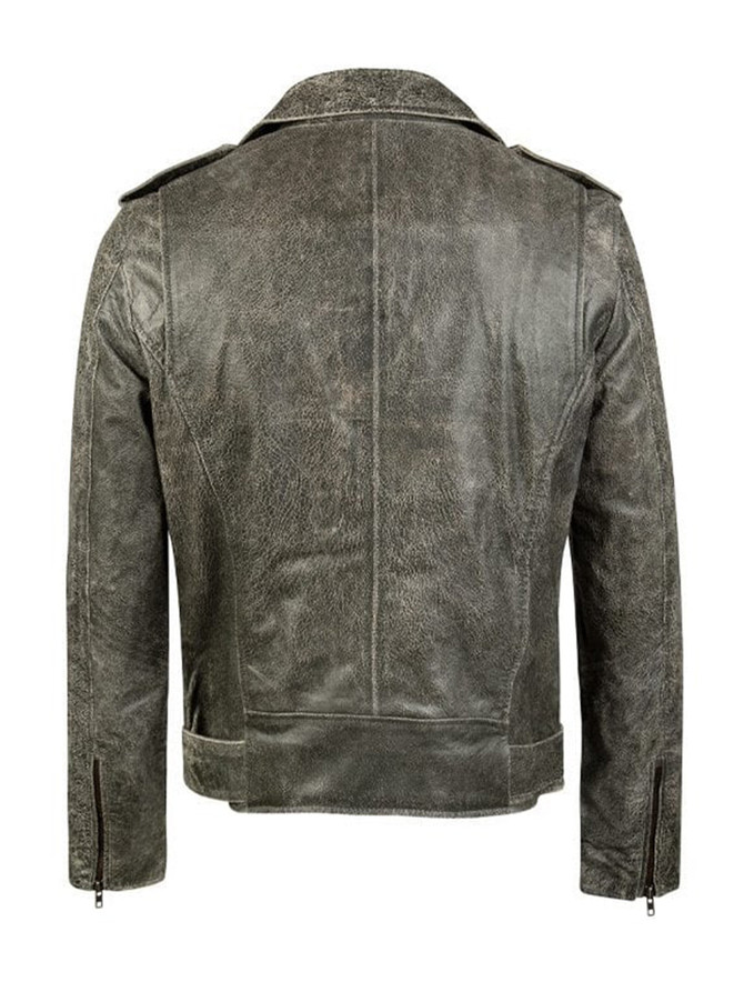 Men's Grey Coffel Leather Jacket