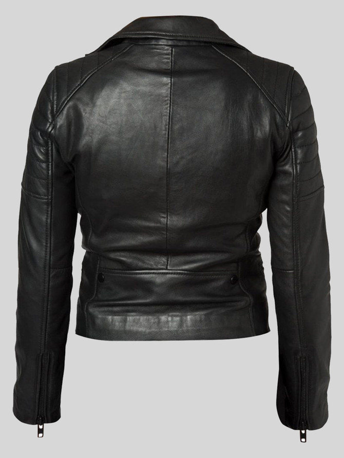 Women Black Biker Leather Jacket