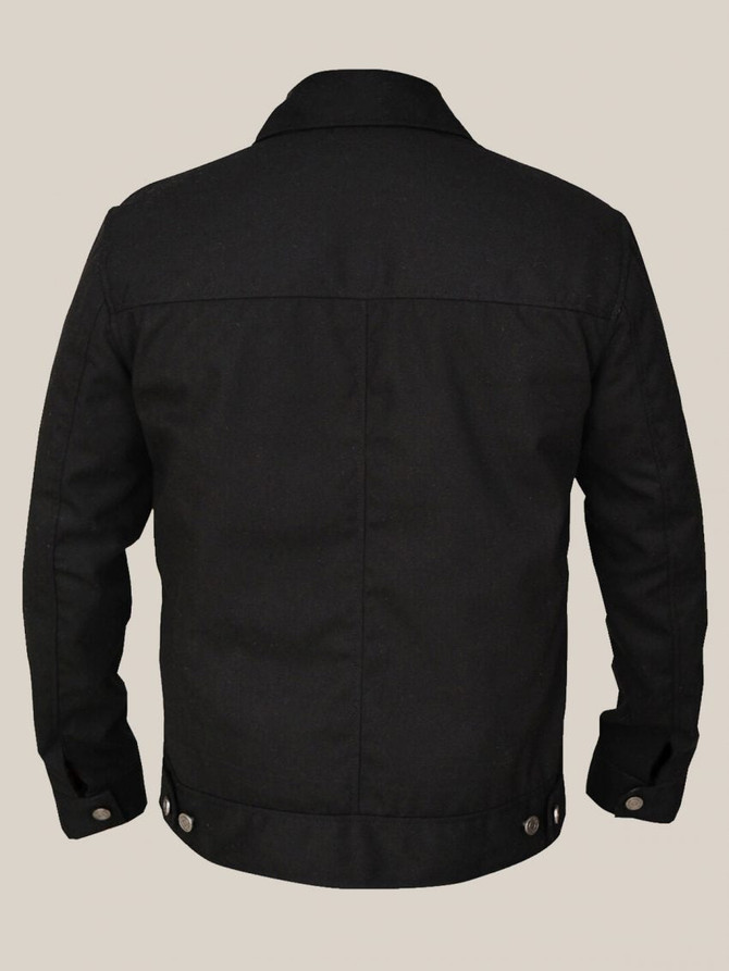 Men's Majestic Black Cotton Trucker Jacket