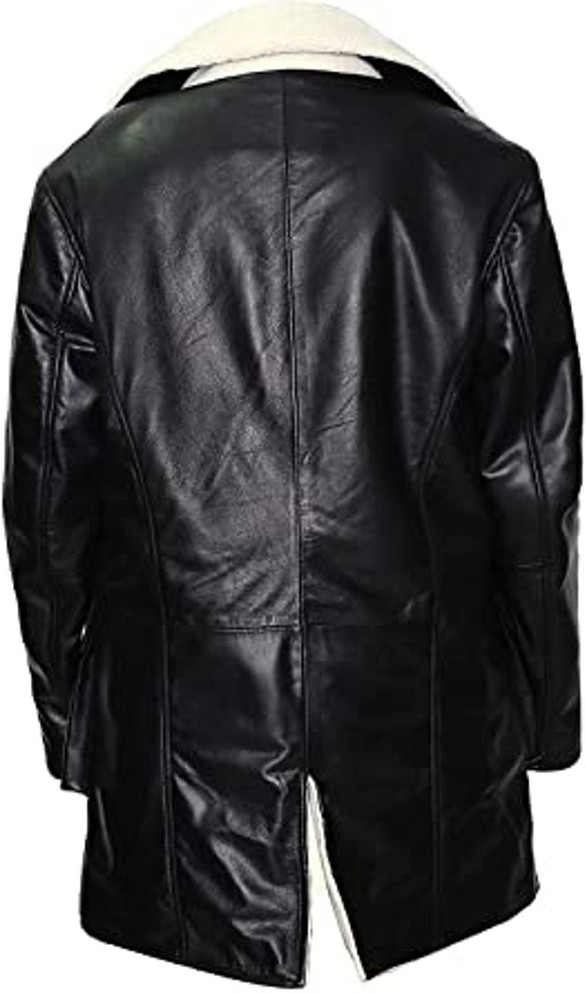 Bane Winter Fur Shearling Black Leather Coat