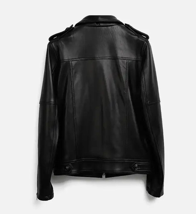 Men's Zip Up Black Biker Leather Jacket