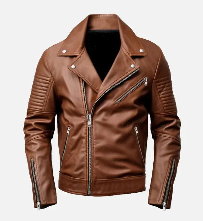 Men's Biker Leather Brown Jacket
