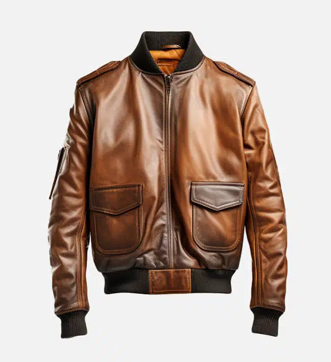 Men's Distressed Brown Bomber Vintage Leather Jacket