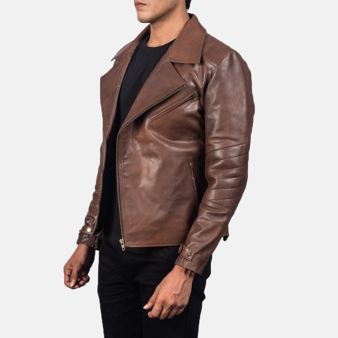 Men's Raiden Brown Leather Biker Jacket