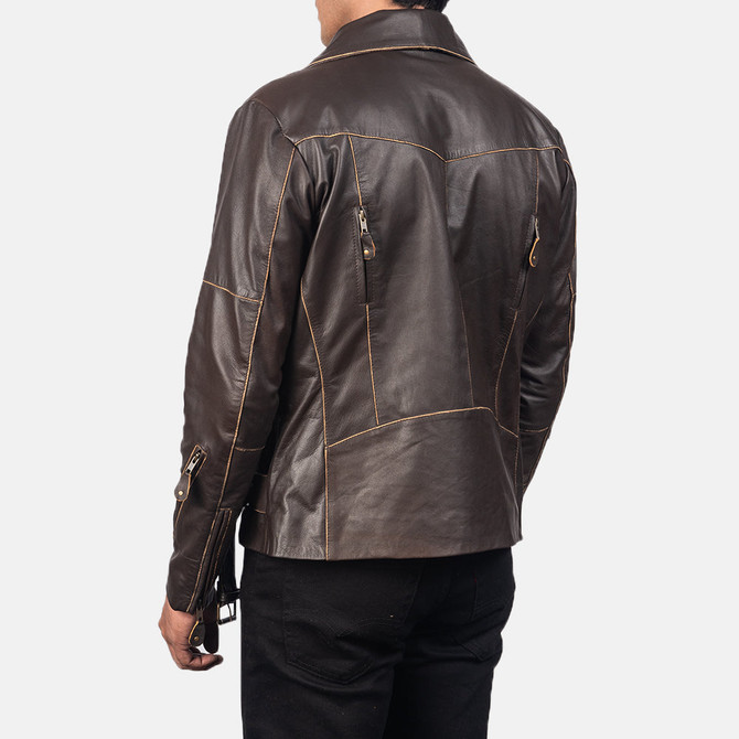Men's Vincent Brown Leather Biker Jacket