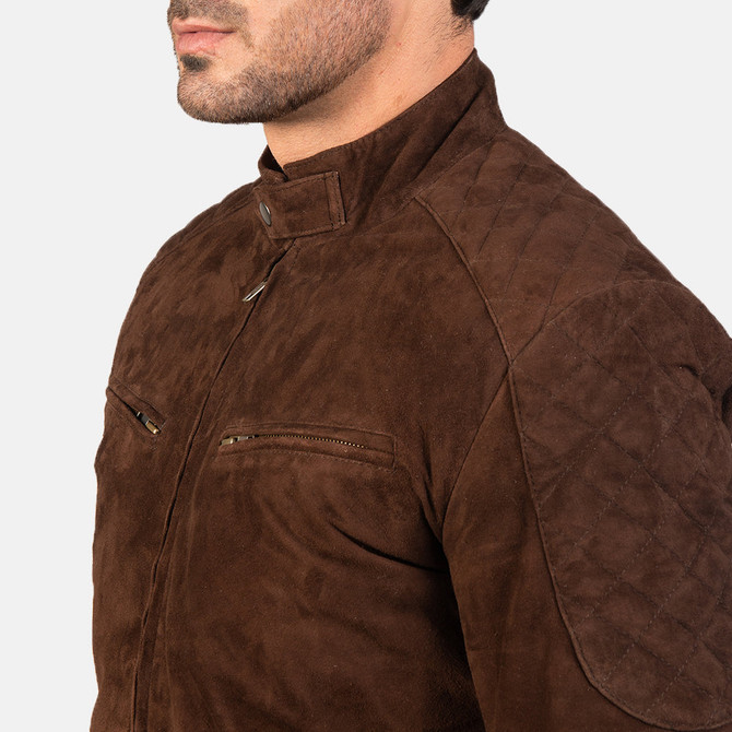 Men's Sven Mocha Suede Brown Bomber Jacket