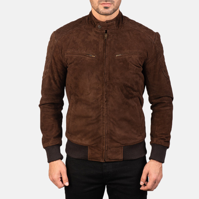 Men's Sven Mocha Suede Brown Bomber Jacket