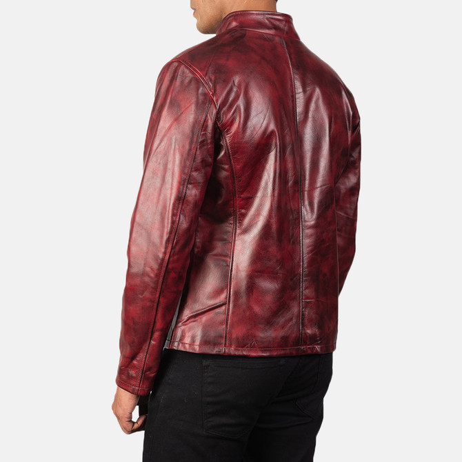 Men's Alex Burgundy Distressed Leather Jacket