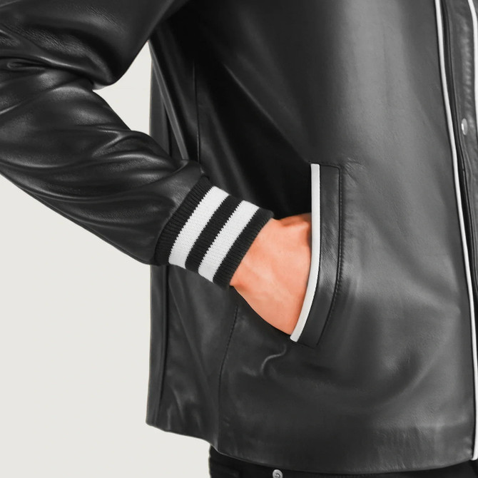 Men's Willis Black Leather Varsity Jacket