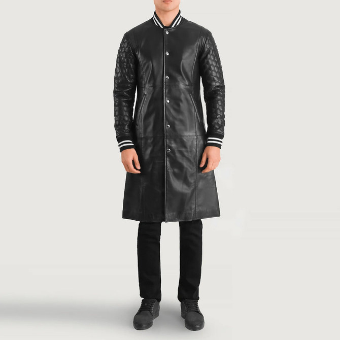 Men's Wilde Black Leather Varsity Coat