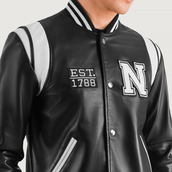 Men's Liberte New York Black Leather Varsity Jacket