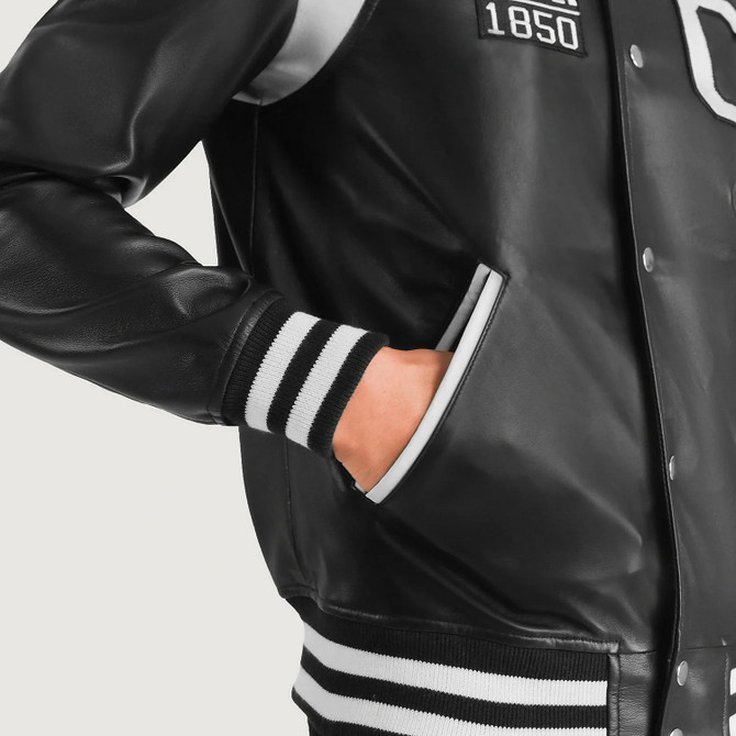 Men's Liberte California Black Leather Varsity Jacket