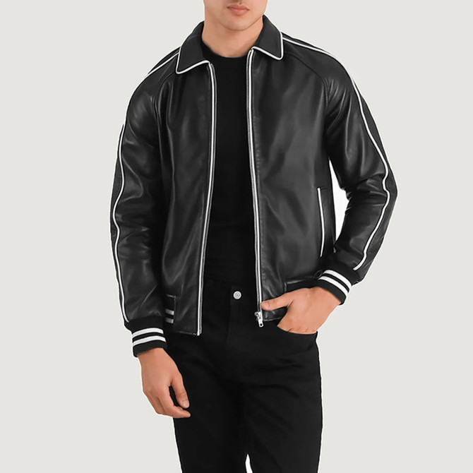 Men's Cooper Black Leather Varsity Jacket