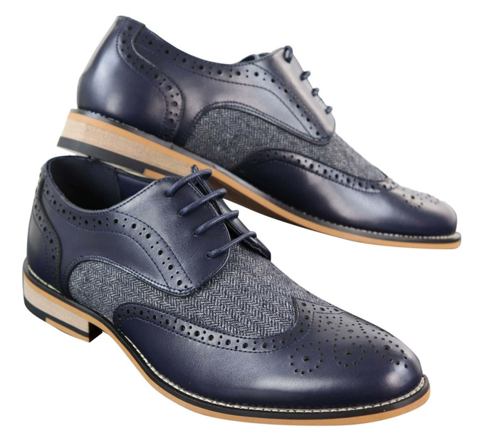 Men's Vintage Classic Leather Tweed Shoes