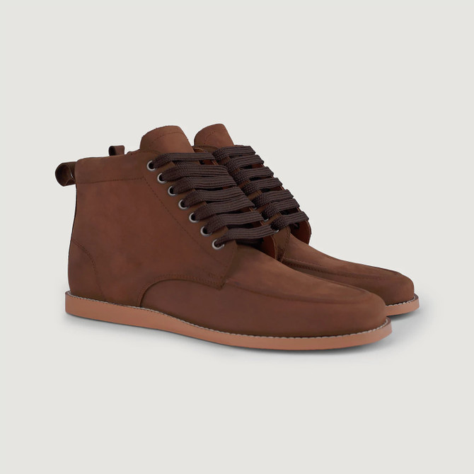 Moc Toe Pull-up Brown Leather Boots
