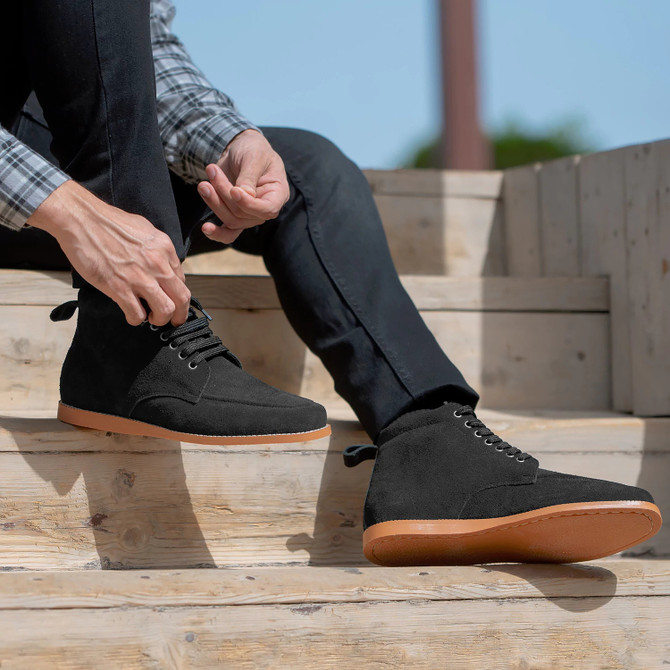 Moc Toe Black Suede Boots