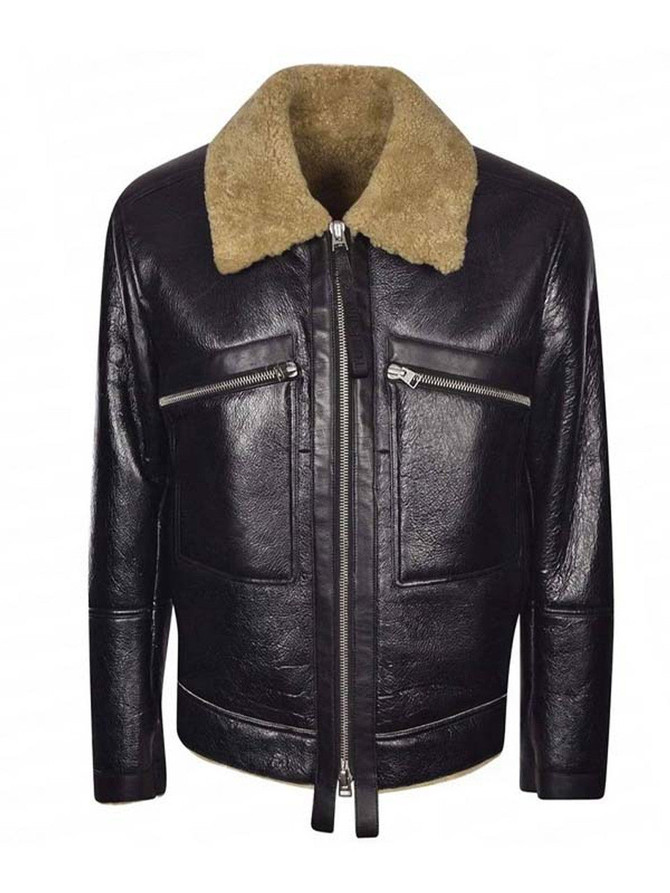 Black Bruce Springsteen Leather Fur Jacket