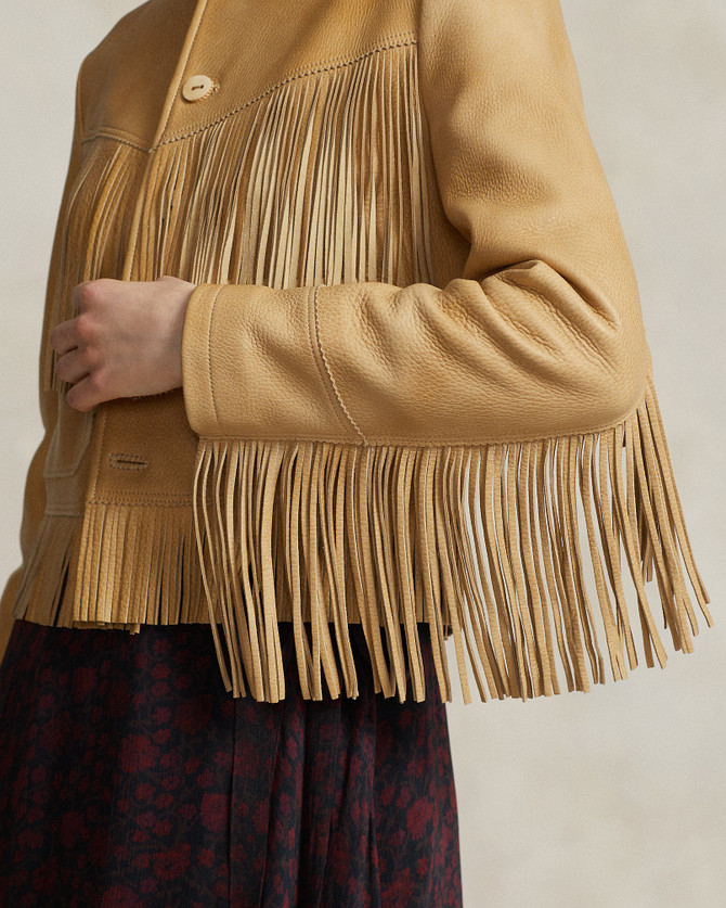 Women's Fringe Waxed Leather Jacket