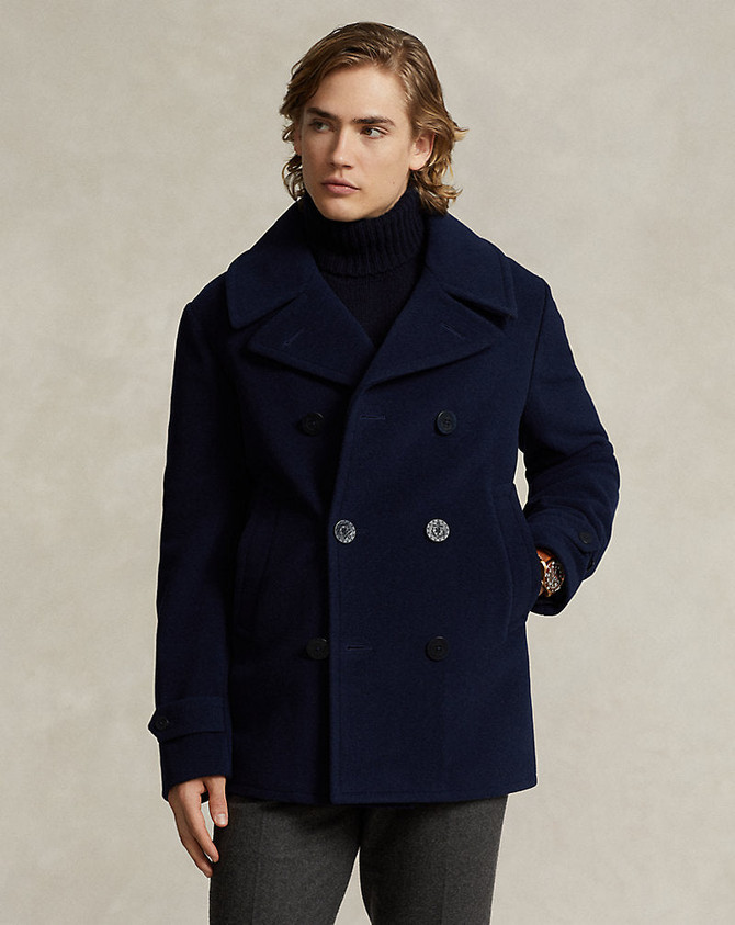 Men's Classic Blue Twill Peacoat