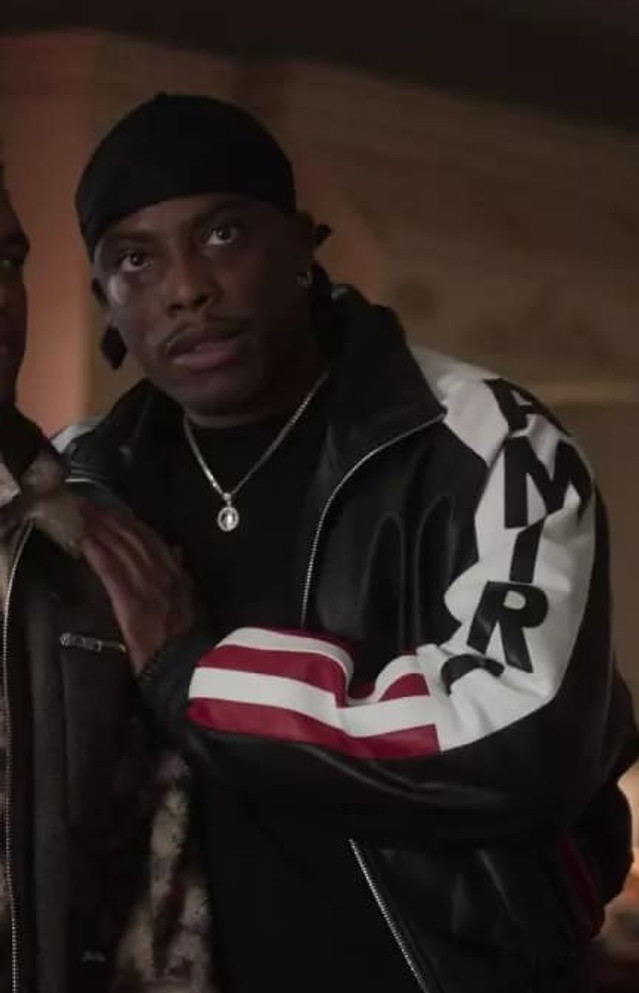 Power Book II Cane Tejada Amiri Cropped Bomber US Flag Jacket