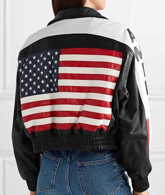 Power Book II Cane Tejada Amiri Cropped Bomber US Flag Jacket