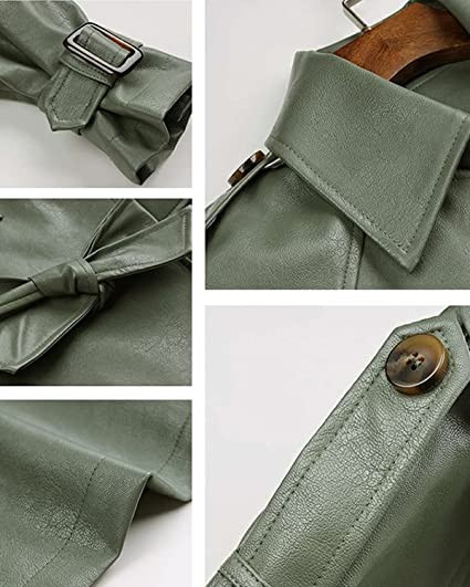 Women's Faux Leather Green Coat