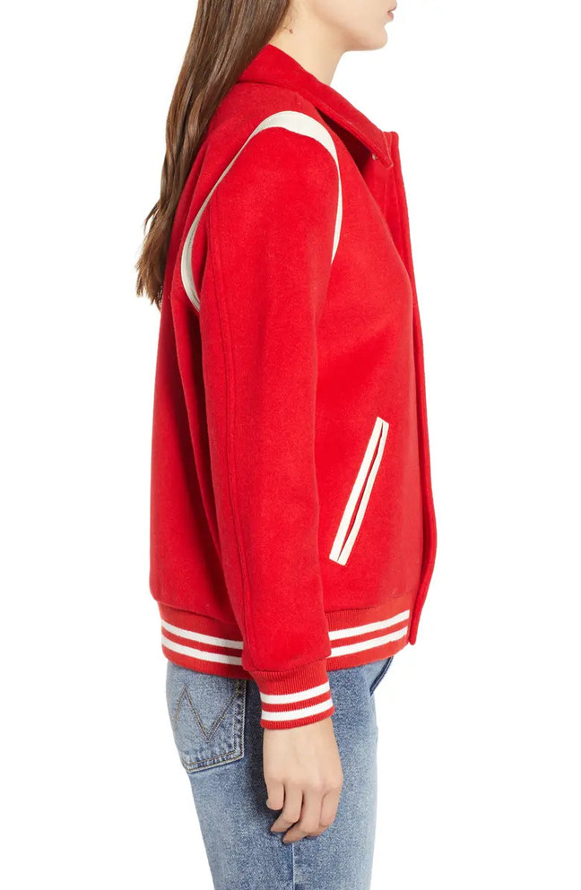 Womens Bright Red Varsity Jacket