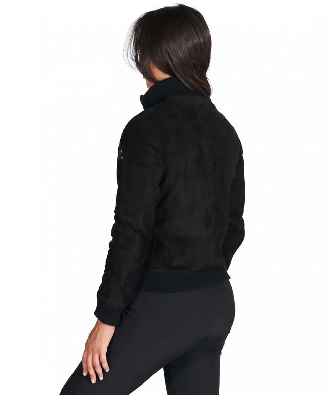 Womens Deep Black Suede Leather Jacket