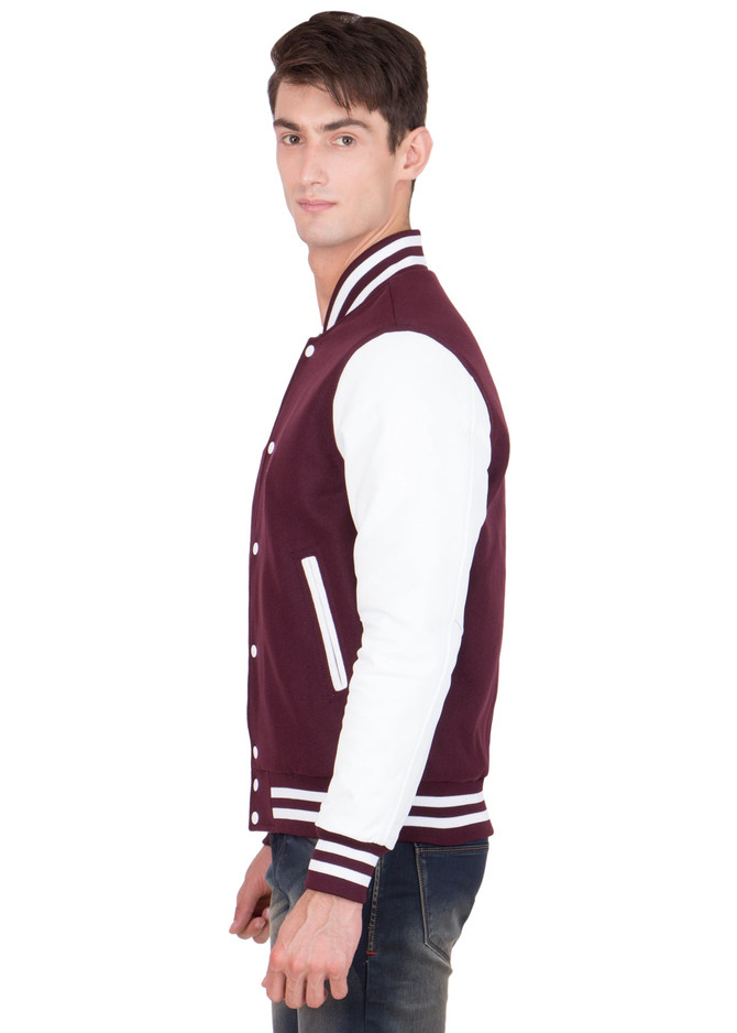 Mens Maroon and White Varsity Jacket
