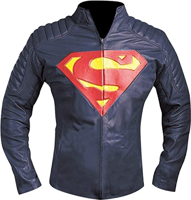 Mens Superman Black Stylish Smallville Leather Jacket