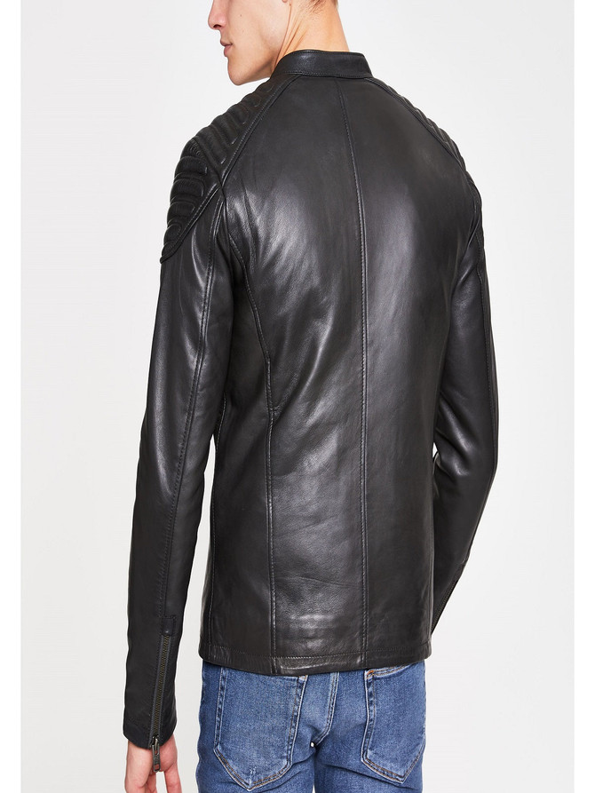 Men Black Superdry Leather Jacket