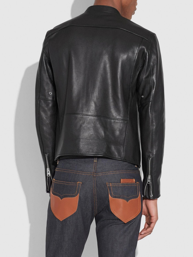 Men Black Cafe Racer Biker Jacket