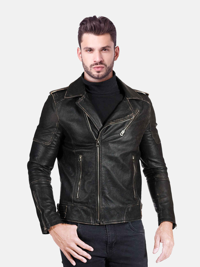 Mens Distressed Vintage Leather Jacket For Men.com