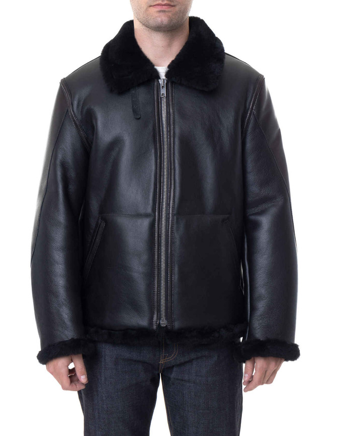 Men's Sheepskin B3 Jacket In Black