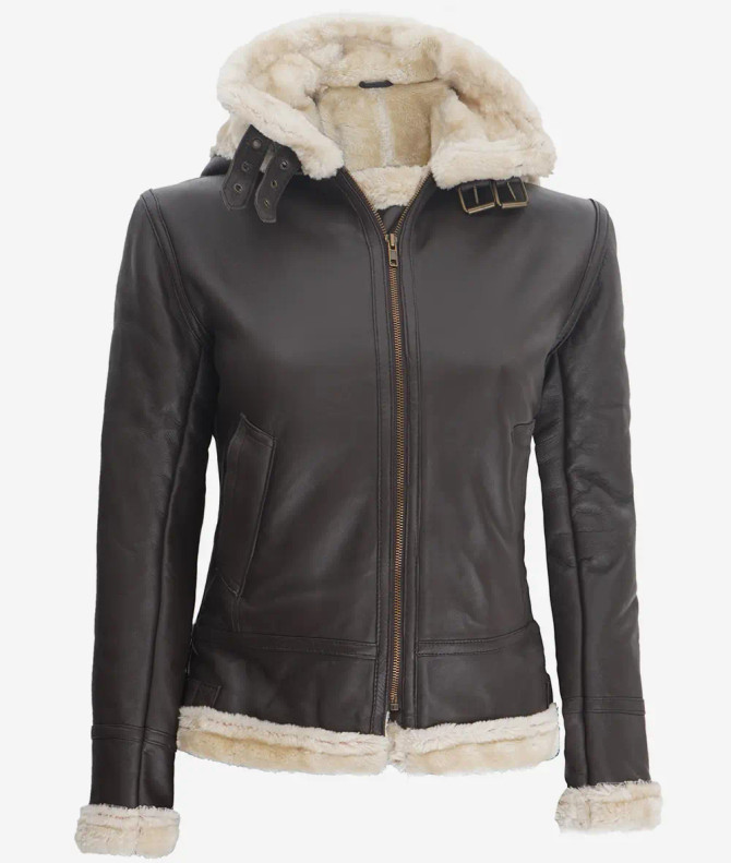 Shearling Leather  Jacket  Dark Brown