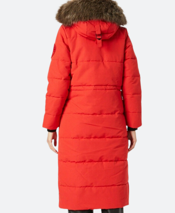 Carrie Preston Elsbeth S01 Red  Parka Coat Back Image