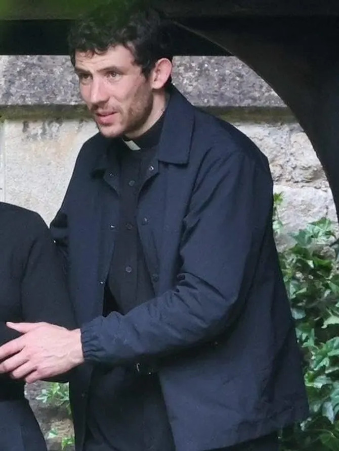 Josh O’Connor Wake Up Dead Man Black Jacket