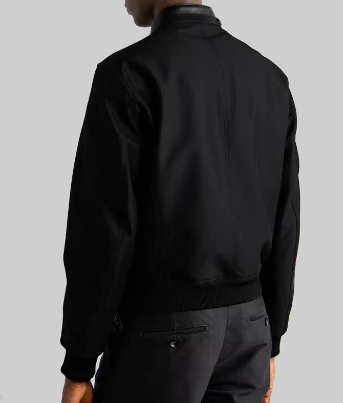 CinemaCon Glen Powell Black Leather Bomber Jacket 1 CinemaCon Glen Powell Black Leather Bomber Jacket 1