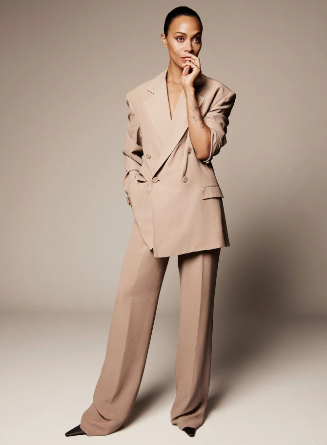 Zoe Saldana Vanity Fair Beige Blazer Zoe Saldana Vanity Fair Beige Blazer