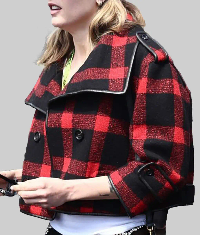 F1 British Grand Prix 2024 Cara Delevingne Red And Black Checked Cropped Jacket 2 F1 British Grand Prix 2024 Cara Delevingne Red And Black Checked Cropped Jacket 2