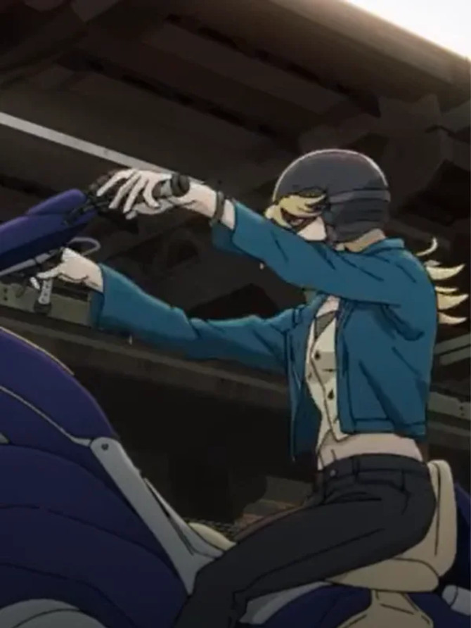 Christine Lazarus 2025 Blue biker Jacket Christine Lazarus 2025 Blue biker Jacket