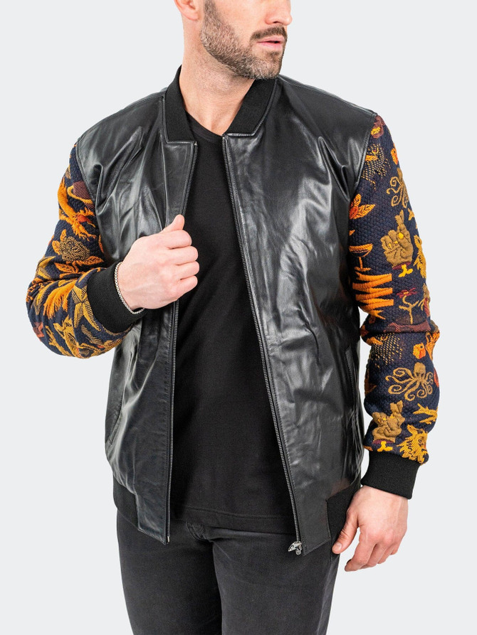 Leather SleeveSkull Orange Black Leather SleeveSkull Orange Black