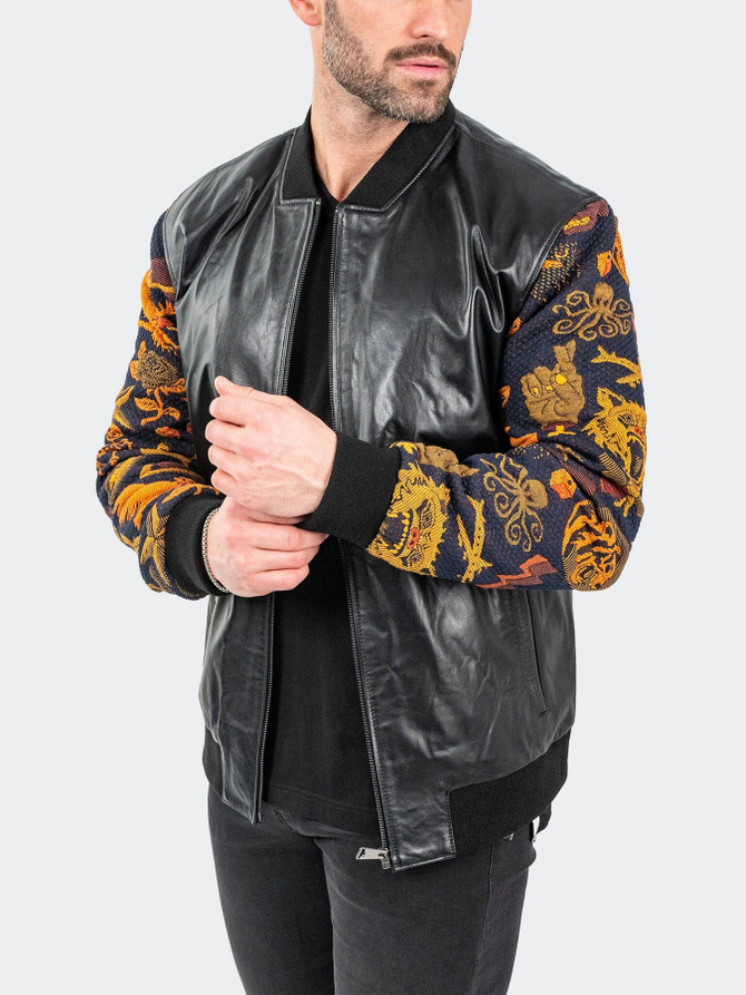 Leather SleeveSkull Orange Black Leather SleeveSkull Orange Black