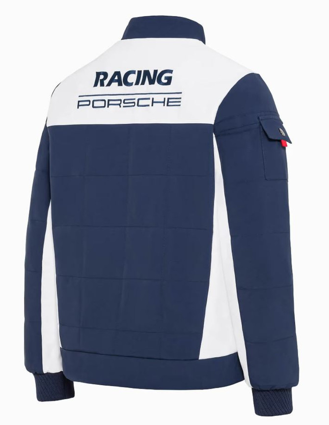 Porsche padded men's Racing Blue and White Jacket