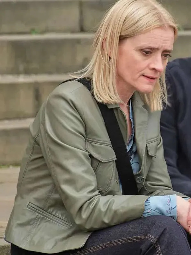 Reunion Christine Mokhtar Anne-Marie Duff Green Leather Jacket