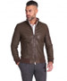 Taupe natural leather bomber jacket vintage aspect
