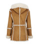 Womens Brown Suede Faux Fur Overcoat With Hood