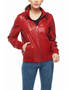 Red Women Bomber lamb Leather biker Jacket